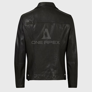 Vestes en cuir véritable pour hommes de qualité supérieure au toucher doux Col rabattu Style High Street pour veste en cuir d'hiver - Product Image 4