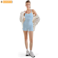 Ensemble de sport SAMAVIA personnalisé pour femme : Legging taille haute respirant, crop top et ceinture, survêtement sans couture, anti-bactérien