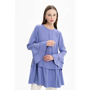 เสื้อทูนิคแต่งระบายสีม่วง-เสื้อลำลองลำลอง - Product Image 1