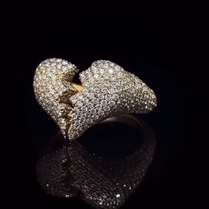 RB Gems Luxury 10K Yellow Gold Cut Diamond Ring Iced VVS Moissanite Heart Break Love Hip Hop Design IGI Certified for Wedding - Product Image 6