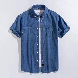 High Quality <b>Men's</b> Slim Cotton <b>Denim</b> <b>Shirts</b> Short Sleeve Summer & Autumn Clothing with Pockets ODM Supply - Product Image 2