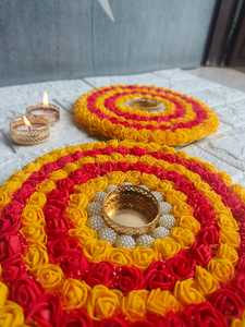 Candelabro de Rangoli Floral indio hecho a mano para Diwali Navratri, decoración de templo de boda, alfombrilla decorativa para entrada, regalo festivo - Product Image 5