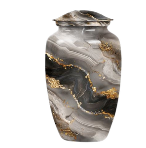 Belle urne funéraire en métal gris antique gravée en laiton/aluminium pour adultes, cendres funéraires humaines - Product Image 4