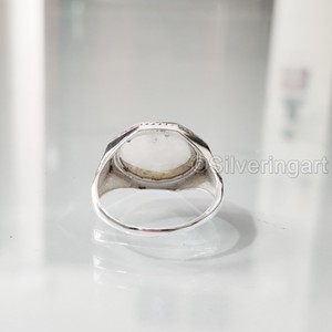 Bague en argent sterling 925 pour homme, pierre de lune arc-en-ciel naturelle bleue, pierre de naissance de juin, bijoux arabes orientaux, vente en gros - Product Image 6