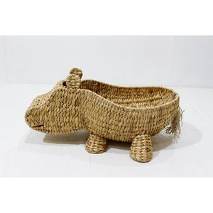 Artex Dong Thap Eco-Friendly Cute Water Hyacinth Hippo Shaped Multifunction Kids Storage <b>Basket</b> for <b>Toys</b> & Decor - Product Image 1