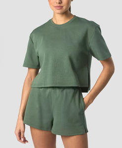 Conjunto Deportivo Informal para Mujer, Top Corto Transpirable y Pantalones Cortos de Salón, Venta al Por Mayor Personalizada - Product Image 6