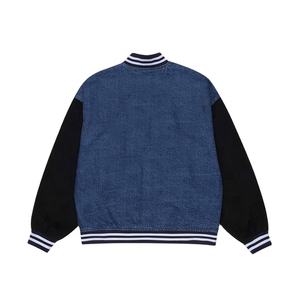 Nouveaux hommes personnalisés Denim corps laine manches brodées chenille patchs varsity veste Letterman College veste - Product Image 3