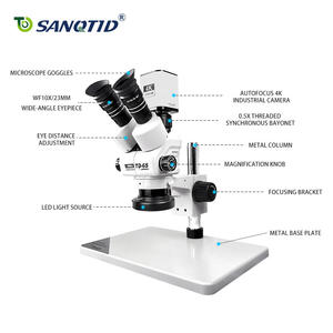 <span class=keywords><strong>Microscope</strong></span> trinoculaire médical stéréo optique SANQTID à hauteur réglable, indice de protection IP55, grossissement 58x, avec caméra 4K et support - Product Image 3