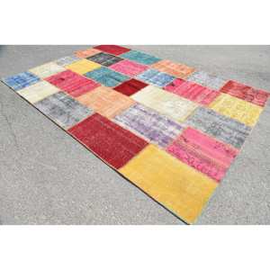 Alfombra turca Vintage moderna de 6 pies X 9,6 pies, Alfombra de tejido plano Beige, Material de lana con respaldo de látex para decoraciones de sala de estar - Product Image 2