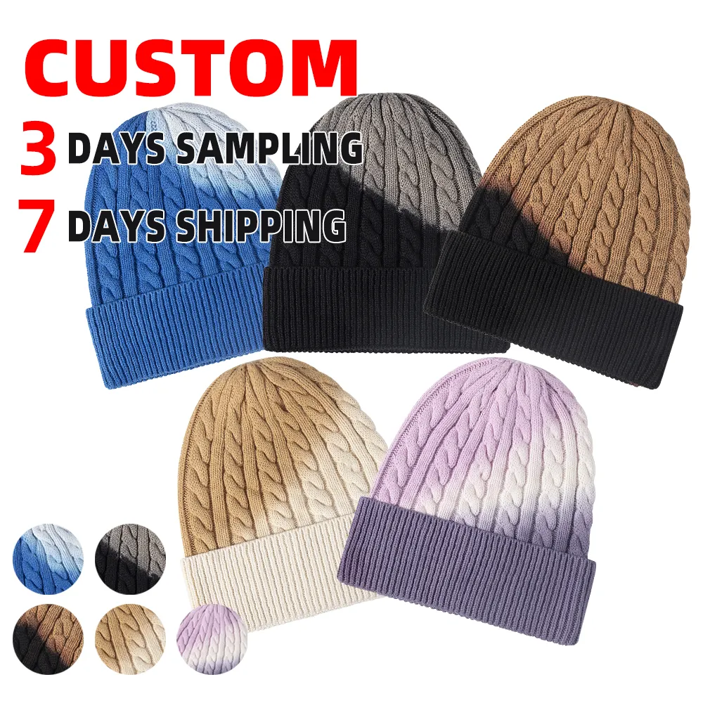 Cable Knit Beanie Hats Custom Logo Winter Hat Caps Blank Beanies Mens Unisex Adults Knit Beanie