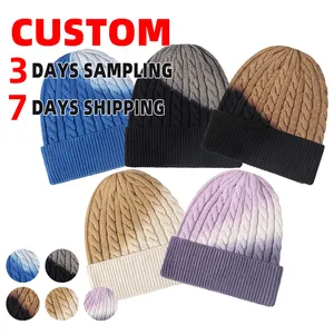 Cable Knit Beanie Sombreros Logotipo personalizado Sombrero de invierno Gorras Gorros en blanco Hombres Unisex Adultos Knit Beanie