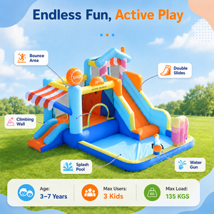 Château gonflable pour enfants, utilisation en extérieur, utilisation humide et sèche, installation rapide, pour les fêtes <span class=keywords><strong>de</strong></span> fin d'année, les anniversaires d'enfants, OEM ODM - Product Image 3