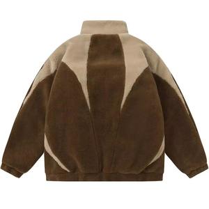 Custom Color Coated Canvas Sherpa Jacket Wholesale <b>Zip</b>-<b>Up</b> Men's Autumn Outerwear Stand Collar Front Logo Waterproof Breathable - Product Image 2