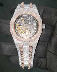 Reloj de Pulsera de Lujo para Hombre, de 41 mm, de Acero Inoxidable, Cuadrado, de Cuarzo, Esqueleto, para Reloj AP, Resistente al Agua, Analógico, con Esfera de Cristal, Estilo Hip Hop, Brillante - Product Image 6