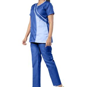 Ensemble de blouses médicales élégantes violettes pour femmes uniformes d'hôpital extensibles en polyester confortables avec tissu en toile pour chemise et pantalon en dentelle - Product Image 5