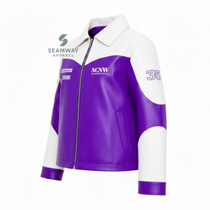 NCNW Chaqueta de cuero PU para mujer con cremallera frontal, abrigo de cuero suave bordado, ropa exterior informal y elegante - Product Image 2