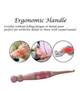 Lot de 7 crochets en bois en résine poignée souple ergonomique pour tricoter du fil à crocheter 3mm à 12mm meilleur cadeau - Product Image 2