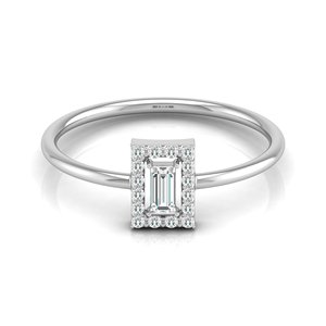 Ishi Diamonds <b>Dainty</b> Baguette Halo Diamond <b>Ring</b> 18k White Gold - Product Image 1