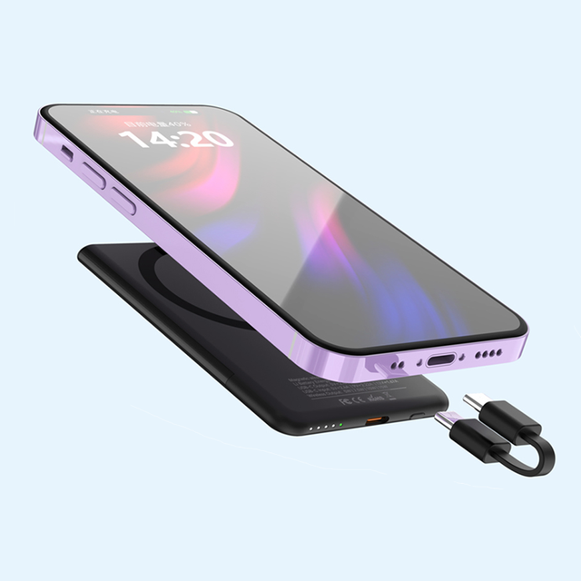 5000mAh Magnetic Ultra Thin Portable Wireless Charging Power Bank Dual Type-C 15W/20W Output Universal Metal Bracket Mobile