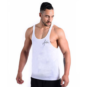 เสื้อกล้ามถักไหมพรมสีขาวเรียบสำหรับผู้ชาย เสื้อกล้ามออกกำลังกายเพาะกายแบบสั่งตัดพอดีตัว ผลิตจากใยไผ่ - Product Image 3