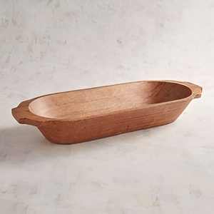 Elegant Rustic Decorative Large Wood <b>Dough</b> <b>Bowl</b> Hand Carved Oval Long <b>Bowl</b> for Party Candle Decor Sustainable Feature - Product Image 5