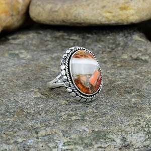 Meilleures ventes de la Saint-Valentin, Turquoise naturelle lisse et épineuse, 10x14mm, argent sterling 925 massif, serti à la main, pour mariage - Product Image 1