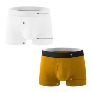 Wholesale OEM <b>Men's</b> Cotton <b>Boxers</b> Mid-Waist Brief 95% <b>Bamboo</b> 5% Spandex Custom Waistband Underwear Breathable Knitted Made - Product Image 1