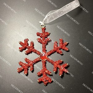 Adorno Navideño de Copo de Nieve con Cuentas Hecho a Mano, Tamaño Mediano, Decoración Colgante de Lujo, Color Dorado - Product Image 3