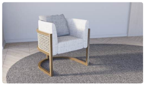 Modern Wicker Accent Chair Single Seater <b>Sofa</b> Armchair Fabric Cushioned Leisure Seat for Living Room Balcony - Product Image 5