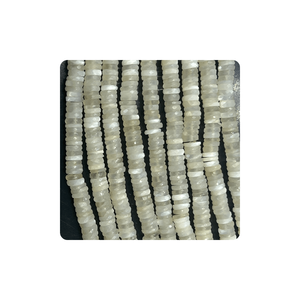 Perles de pierre de lune blanche facettées en forme de pneu Heishi, brin de 14 pouces, 6-7 mm, perles de pierre de lune blanche - Product Image 4