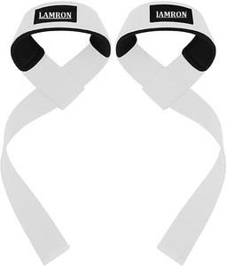 Sangles de poignet personnalisées avec logo, couleur blanche, pour la musculation en salle de sport, sangles de poignet en tissu - Product Image 5