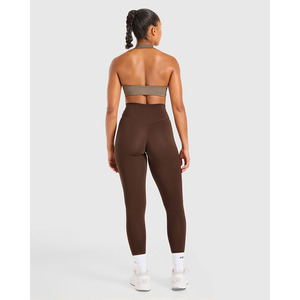 Soutien-gorge de sport dos nu marron moka avec encolure en V décolleté dos ouvert et soutien-gorge de sport fitness pour femme adulte à fort impact - Product Image 5