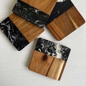 Sous-verres carrés en pierre noire et couleur chocolat de luxe pour boissons au prix le plus bas en provenance d'Inde - Product Image 1