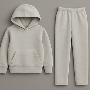 Conjunto de pantalones de chándal y Sudadera con capucha de algodón pesado para niños, chándal con bordado estampado de diseño personalizado liso OEM para niñas y niños, conjunto de Sudadera con capucha - Product Image 6