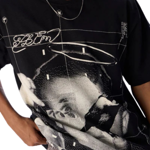 T-Shirt da Uomo in Puro Cotone Nero Intenso, Vestibilità Ampia, Stile Vintage, Casual, Streetwear, Morbida e Traspirante per Uso Quotidiano Urbano - Product Image 3