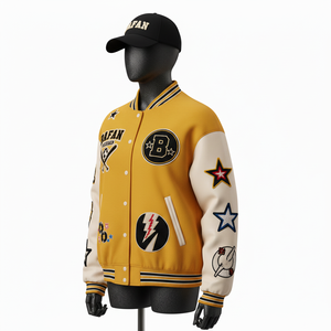 Chaqueta Universitaria para Mujer, Mezcla de Lana Premium de 320 GSM, Paneles de Manga en Dos Tonos, Bordado de Chenilla, Logotipo Personalizado - Product Image 4