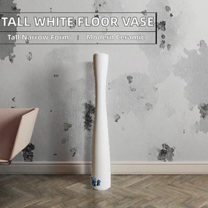 Cutfouwe China - Jarrón Alto y Estrecho Blanco <span class=keywords><strong>de</strong></span> 42 cm <span class=keywords><strong>para</strong></span> Hierba <span class=keywords><strong>de</strong></span> Pampas, <span class=keywords><strong>Flores</strong></span> <span class=keywords><strong>Secas</strong></span>, Decoración Moderna <span class=keywords><strong>de</strong></span> Cerámica, Ramas Decorativas - Product Image 3