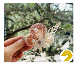 Handmade seashell hair clip ocean inspired hair clip for girls with crab claw accent and bulk summer discount <b>offer</b> - Product Image 5