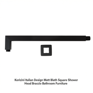 Koricini Design Italiano Soffione Doccia Quadrato Nero Opaco Braccio Arredo Bagno - Product Image 3