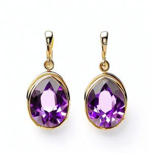 ต่างหูเงินสีฟ้าใส925สำหรับผู้หญิงต่างหูห้อยอเมทิสต์สีฟ้า - Product Image 4