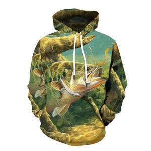 Sublimación personalizada Hombres Sudadera con capucha de pesca de manga larga Protección UV 100% algodón MOQ bajo con patrón 3D - Product Image 6