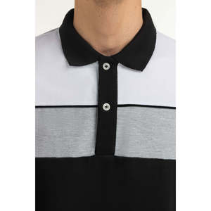 Tejido de punto piqué mezclado para hombre, antiarrugas, con bordado oscuro, liso, de corte alto y ajustado, talla grande MN-PSH-SS25-046, regular, de verano - Product Image 5