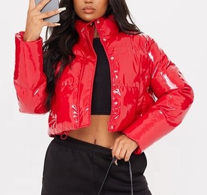 OEM logotipo personalizado de las mujeres Crop Puffer Down Jacket Bomber Jacket Bubble Coat personalizado de las mujeres de manga larga gruesa cremallera Bubble Jackets - Product Image 4