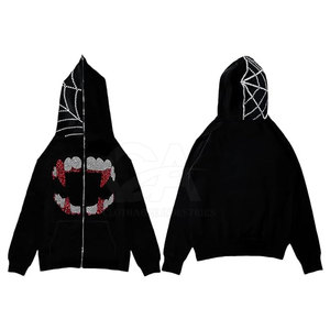 เสื้อฮู้ดสไตล์ฮิปฮอป ประดับคริสตัลหรูหรา แบบโอเวอร์ไซส์  ทันสมัย - Product Image 1