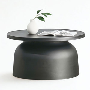 Minimalist Convertible Living Room <b>Sofa</b> <b>Table</b> 67cm Diameter PP Plastic Metal Frame Set of 2 - Product Image 1