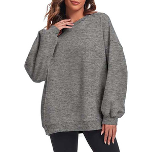 Sudaderas de Mujer Transpirables y Ligeras 100% Algodón, Cuello Redondo, Estilo Hombro Caído, Bordado con Logotipo Personalizado, Temporada de Otoño, de Fábrica - Product Image 1