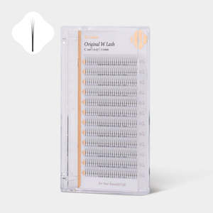 Cils préfabriqués en éventail W Lash (3D) 0.07 en fibre PBT coréenne de haute qualité, plats 6D, courbure CC/LC/DD, longueur 7mm/25mm, mixte - Product Image 1