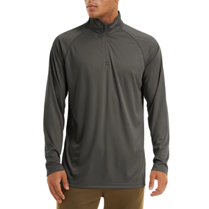 Camiseta de Pesca de Manga Larga para Hombre, Protección Solar UPF 50+, Secado Rápido, Transpirable, Spandex/Poliéster, Cierre de 1/4, Tallas Grandes - Product Image 1