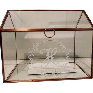 Retro Copper <b>Glass</b> Cosmetic Jewelry Display Storage Clamshell <b>Box</b> <b>Glass</b> Serving Personalized Wedding Card <b>Box</b> - Product Image 1