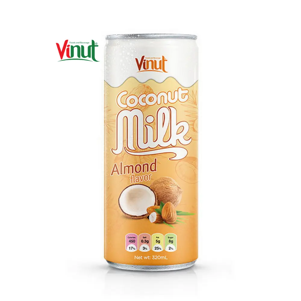 320ml VINUT缶 (缶詰) ココナッツミルク、アーモンドグラフィックのカスタマイズ卸売健康的な天然低脂肪ベトナム